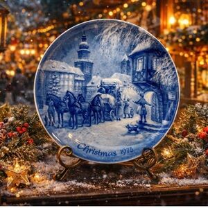 Berlin Design Christmas Plate 1975 West Germany Genuine Blue China Christmas